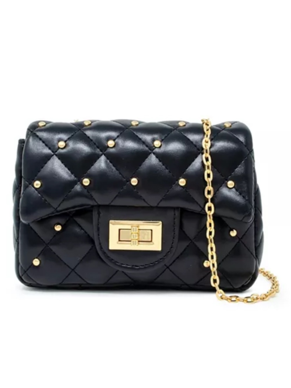 Mini Black Quilted Studded Crossbody Like New